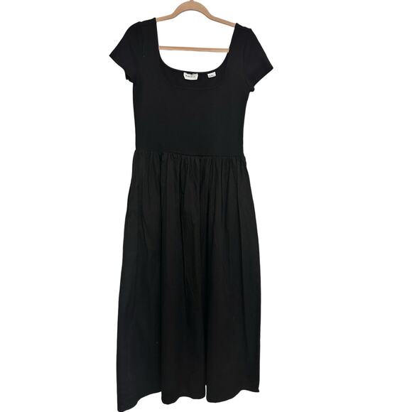 MARCELLA NYC Innogen Jersey A-Line Pocket Fit Flare Maxi Dress Black Size Large - Picture 1 of 13